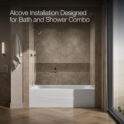 KOHLER K-1257-GHLA Mariposa 72" x 36" alcove Heated BubbleMassage air bath, left drain