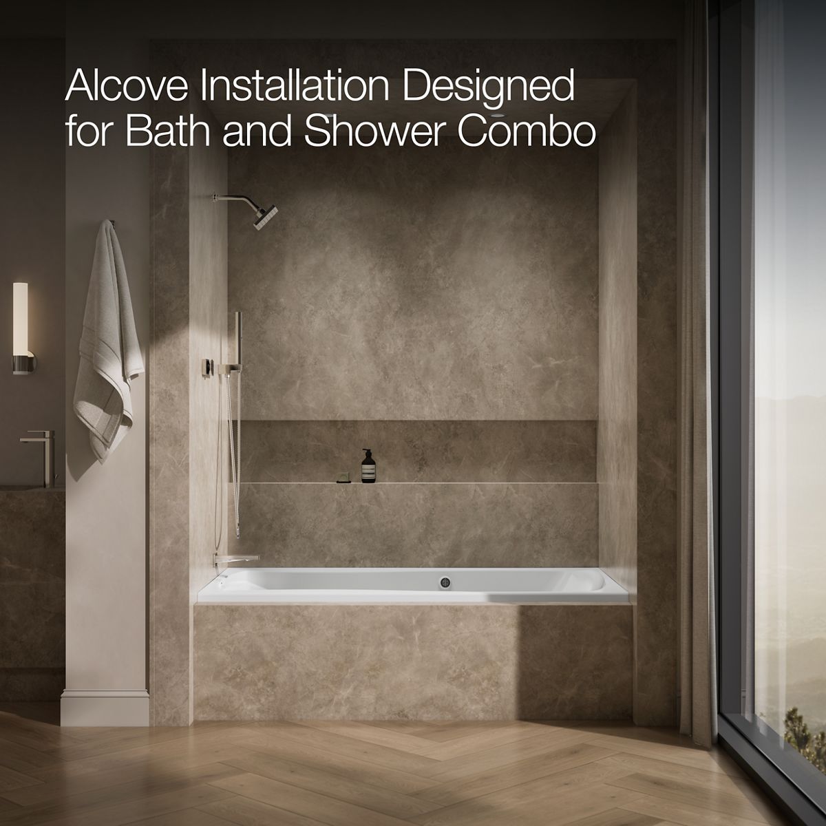 KOHLER K-1257-GHLW Mariposa 72" x 36" alcove Heated BubbleMassage air bath with Bask heated surface, left drain