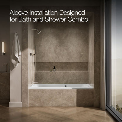 KOHLER K-1257-GHLW Mariposa 72" x 36" alcove Heated BubbleMassage air bath with Bask heated surface, left drain