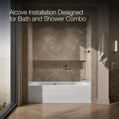 KOHLER K-1257-GHRAW Mariposa 72" x 36" alcove Heated BubbleMassage air bath with Bask heated surface, right drain