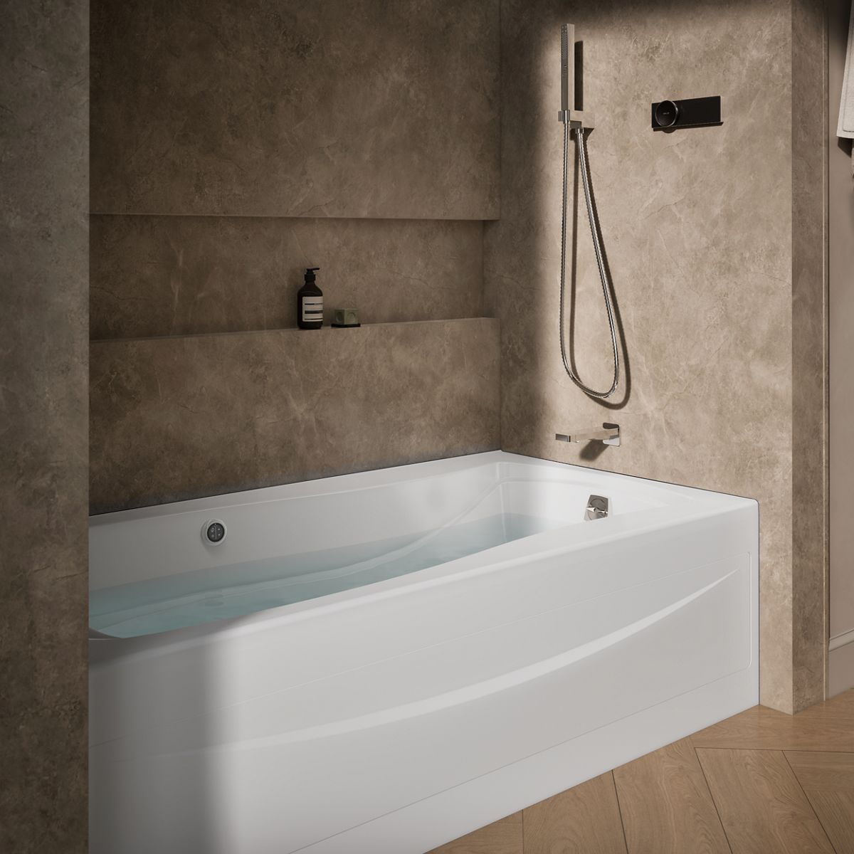 KOHLER K-1257-GHRAW Mariposa 72" x 36" alcove Heated BubbleMassage air bath with Bask heated surface, right drain