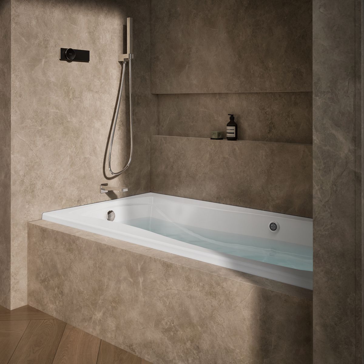 KOHLER K-1257-LW Mariposa 72" x 36" alcove whirlpool bath with Bask heated surface, left drain