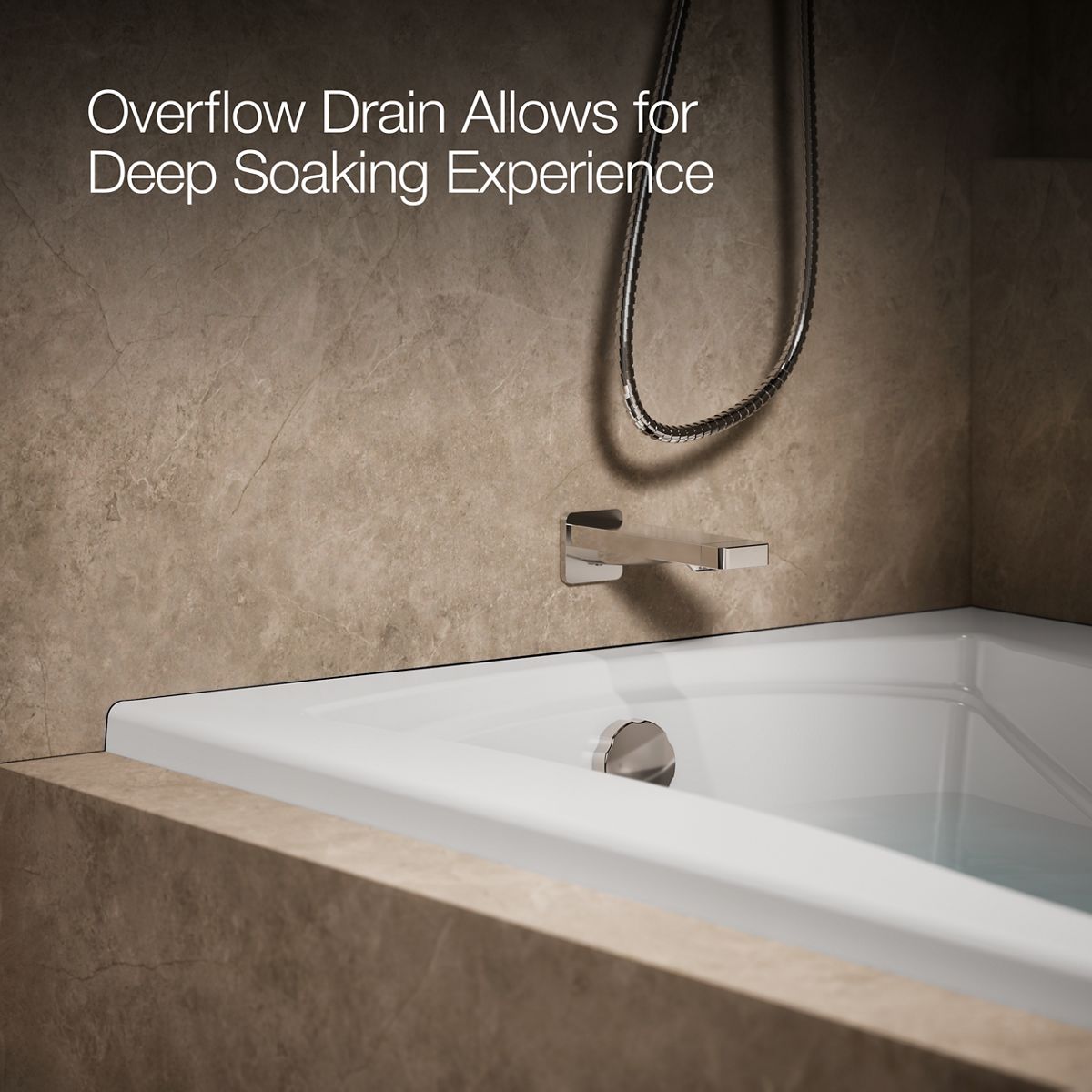 KOHLER K-1257-LW Mariposa 72" x 36" alcove whirlpool bath with Bask heated surface, left drain