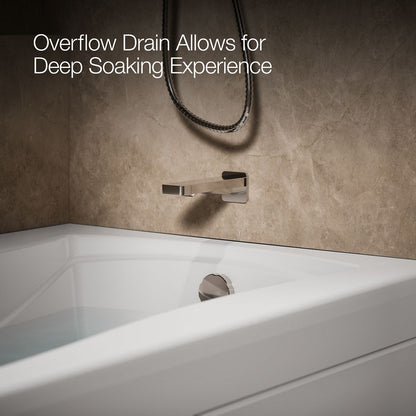 KOHLER K-1257-RAW Mariposa 72" x 36" alcove whirlpool bath with Bask heated surface, right drain