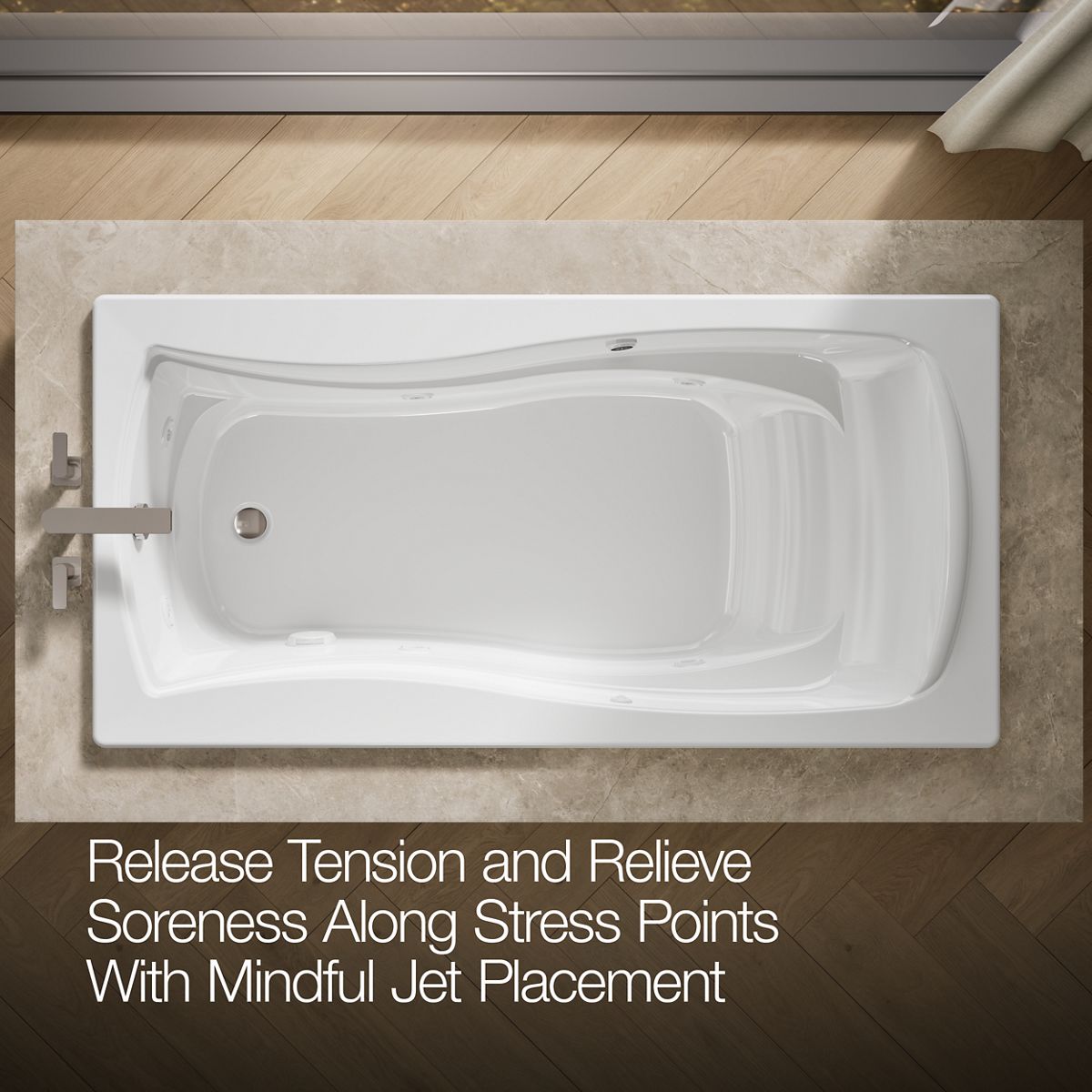 KOHLER K-1257-W1 Mariposa 72" x 36" drop-in whirlpool bath with Bask heated surface