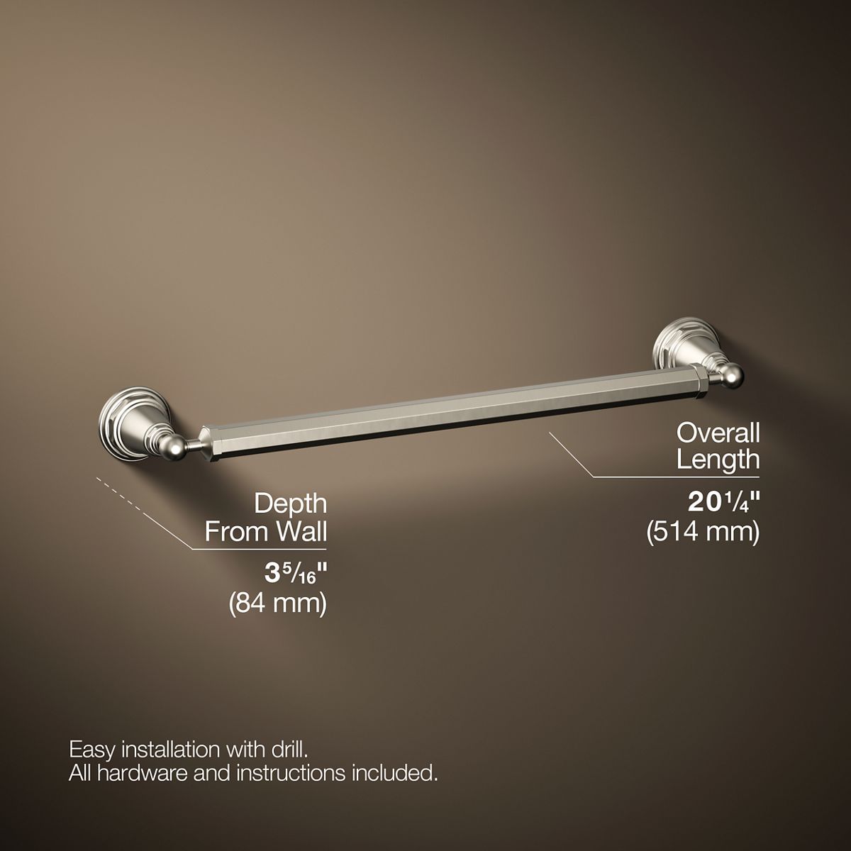 KOHLER K-13108 Pinstripe 18" towel bar