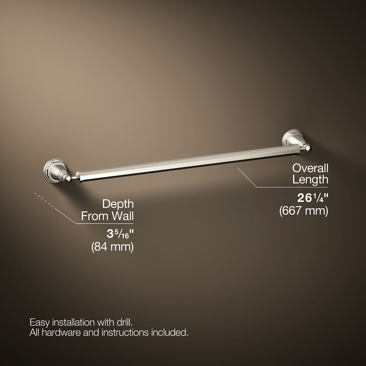 KOHLER K-13109 Pinstripe 24" towel bar