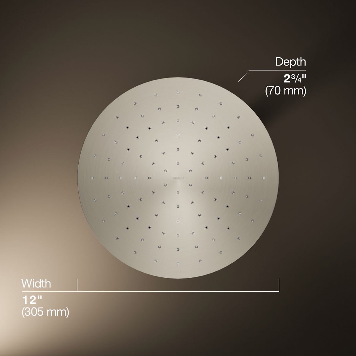 KOHLER Contemporary Round 12" single-function rainhead, 2.5 gpm