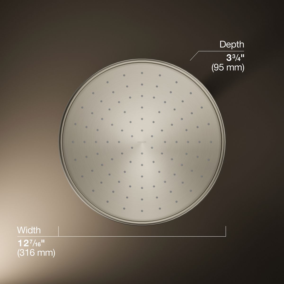 KOHLER K-13694 12" 2.5 gpm rainhead with Katalyst air-induction technology