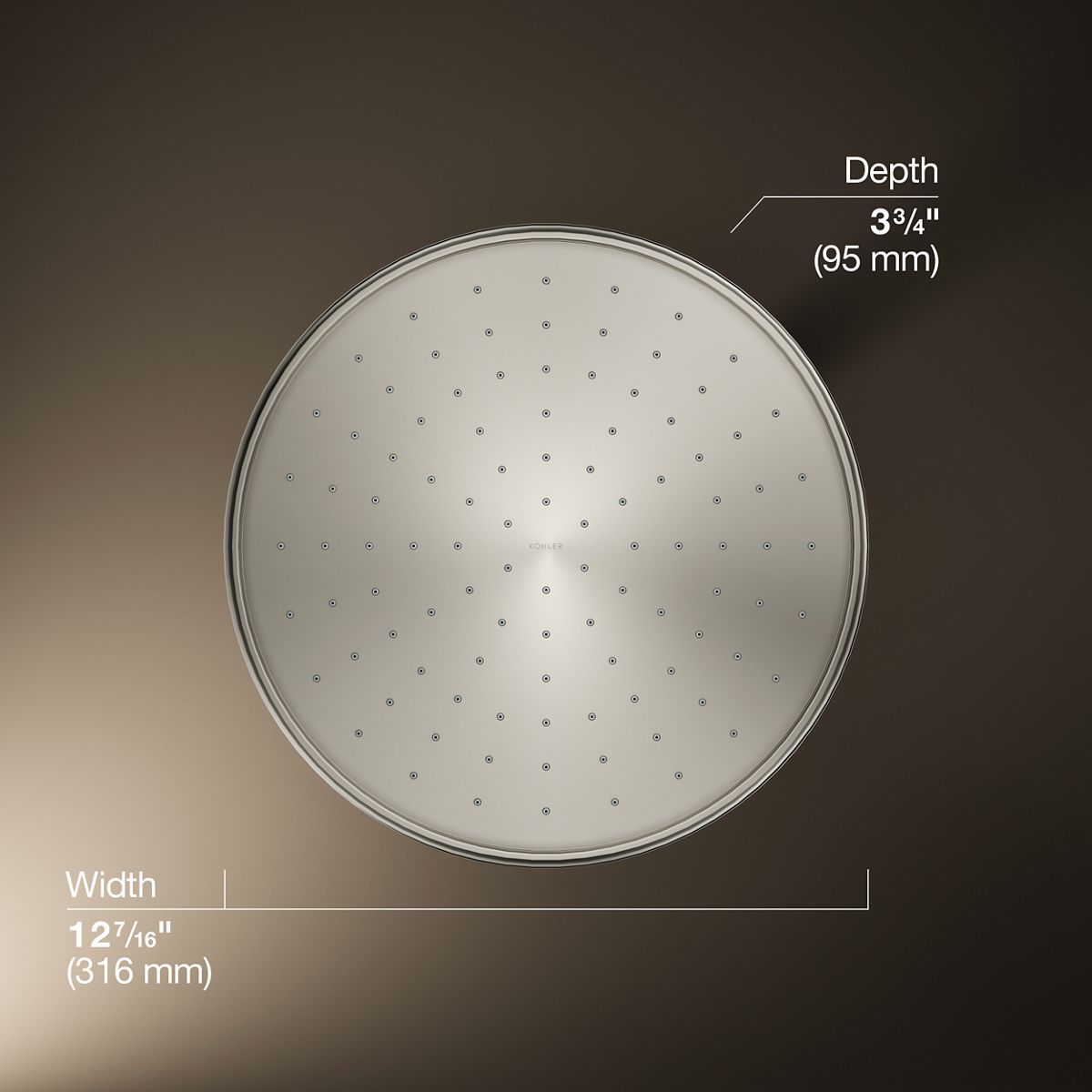 KOHLER K-13694 12" 2.5 gpm rainhead with Katalyst air-induction technology