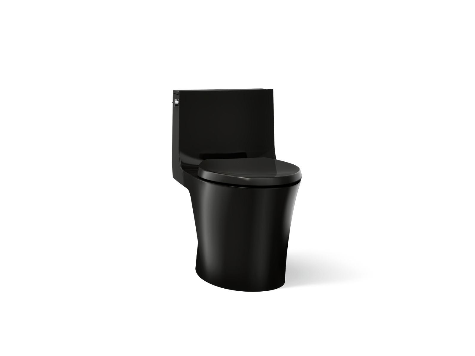 KOHLER K-1381-TBH Veil One-piece Elongated Toilet with Skirted Trapway, Dual-flush, Black Black - 3/4 view of product
