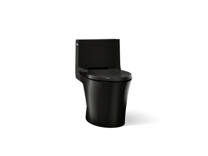 KOHLER K-1381-TBH Veil One-piece Elongated Toilet with Skirted Trapway, Dual-flush, Black Black - 3/4 view of product