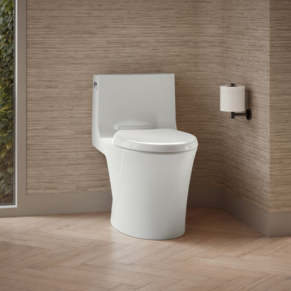 KOHLER K-1381-TBH Veil One-piece Elongated Toilet with Skirted Trapway, Dual-flush, White - image focused on single product s