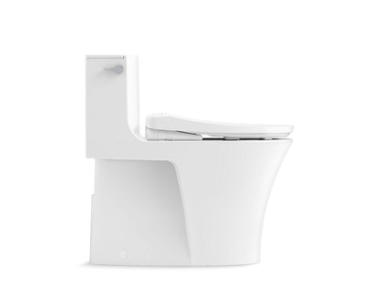 KOHLER K-1381-TBHHC Veil Hidden Cord One-piece Elongated Toilet with Skirted Trapway, Dual-flush, White - side view of produc