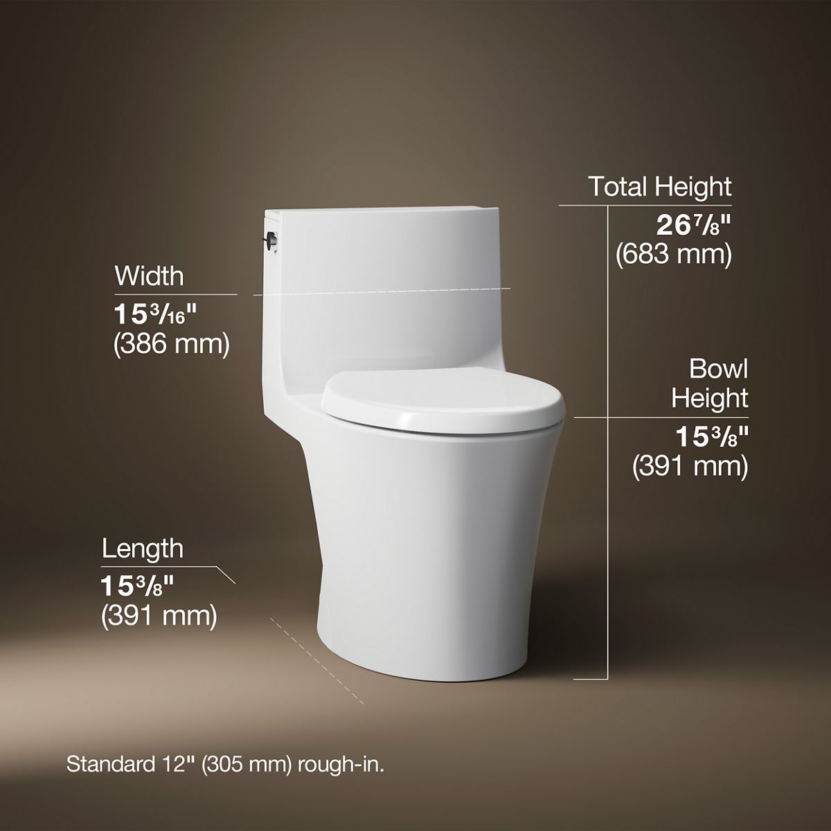 KOHLER K-1381 Veil One-piece elongated toilet with skirted trapway, dual-flush