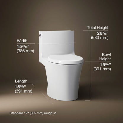 KOHLER K-1381-HC Veil Hidden cord one-piece elongated toilet with skirted trapway, dual-flush