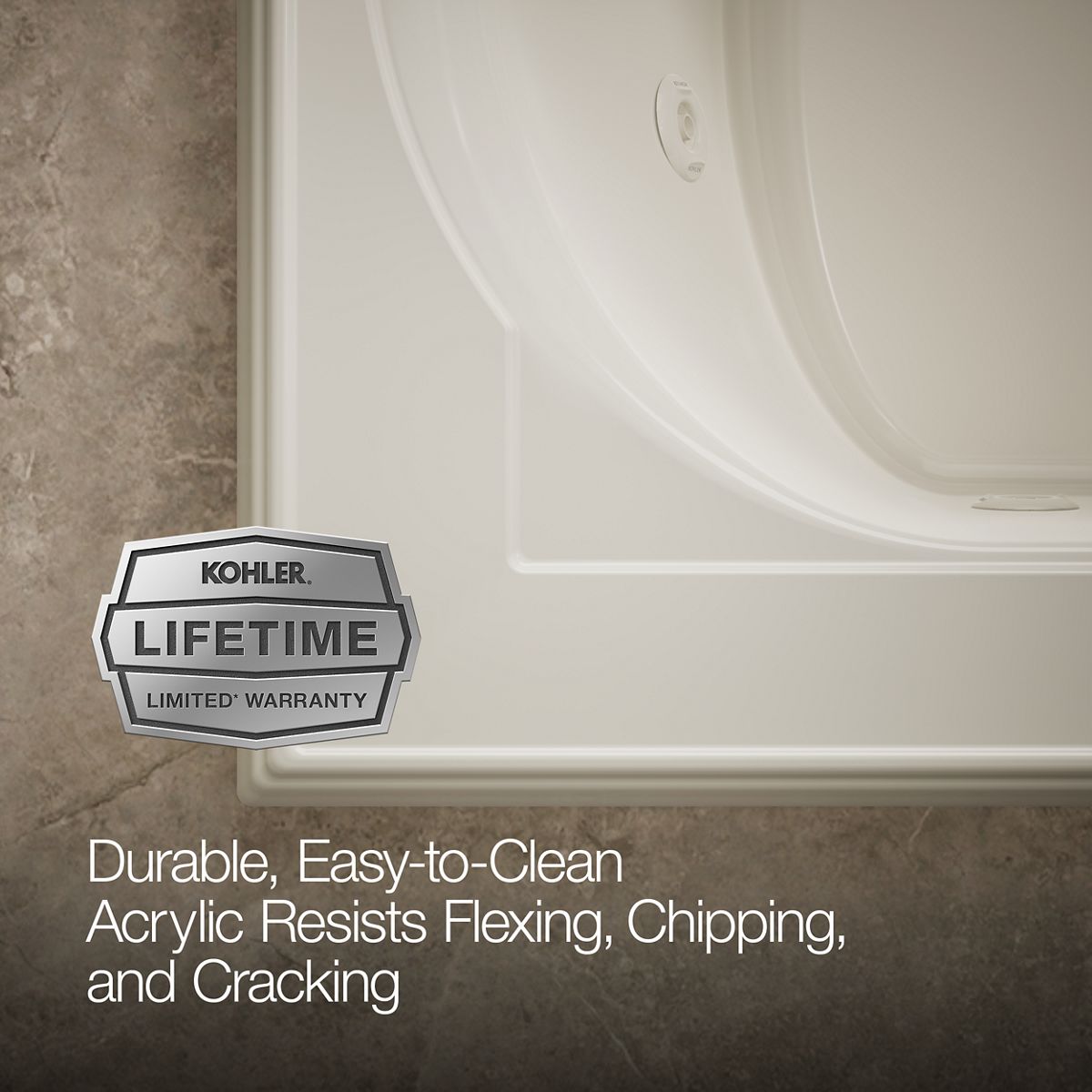 KOHLER K-1418-JHN Memoirs 72" x 42" drop-in whirlpool bath