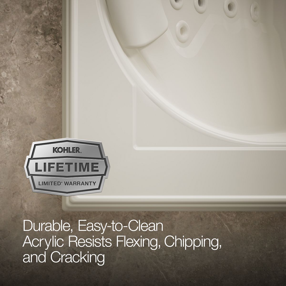 KOHLER K-1418-V Memoirs 72" x 42" drop-in Effervescence whirlpool bath