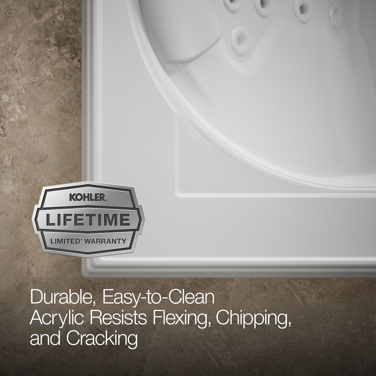 KOHLER K-1418-V Memoirs 72" x 42" drop-in Effervescence whirlpool bath