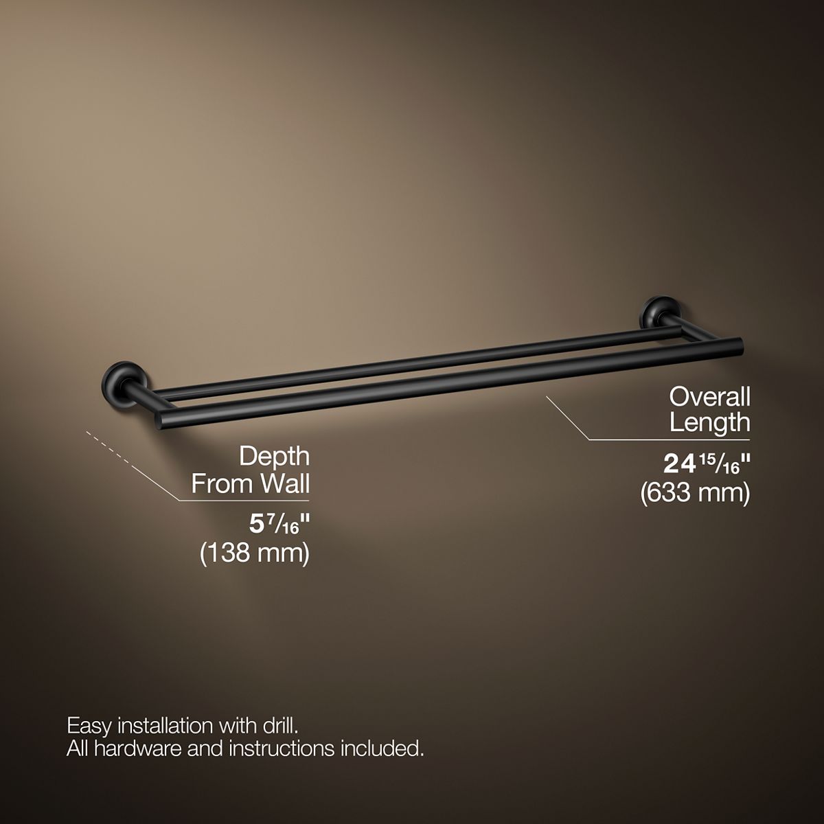KOHLER Purist 24" Double towel bar