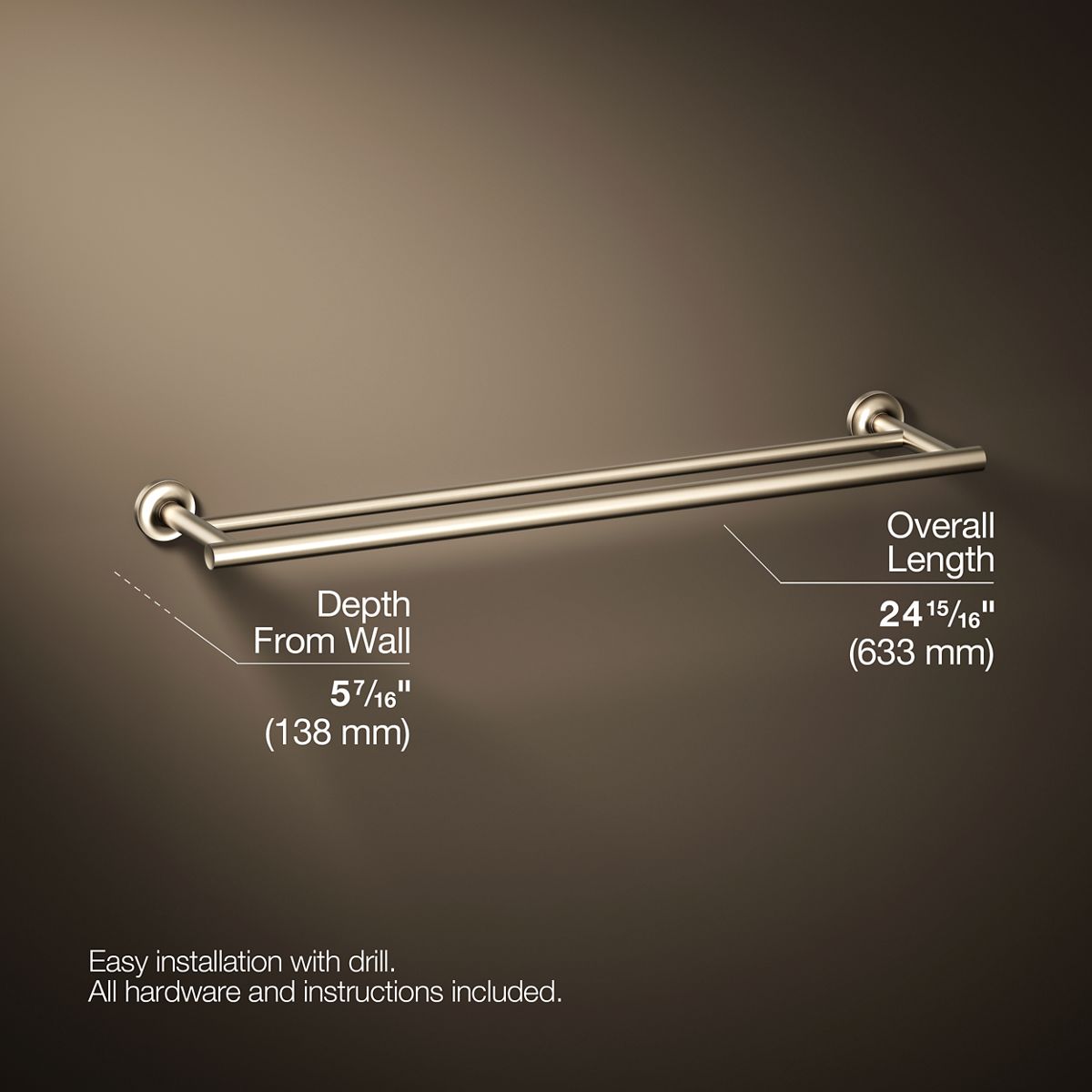 KOHLER Purist 24" Double towel bar