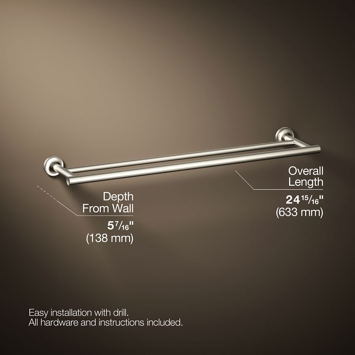 KOHLER Purist 24" Double towel bar