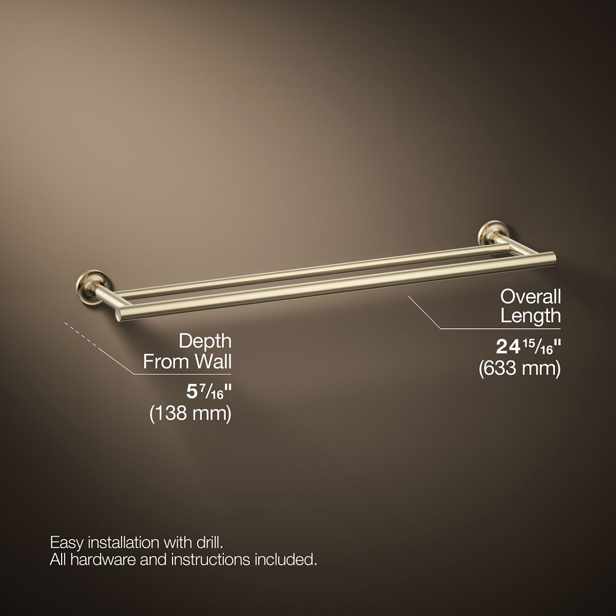 KOHLER Purist 24" Double towel bar