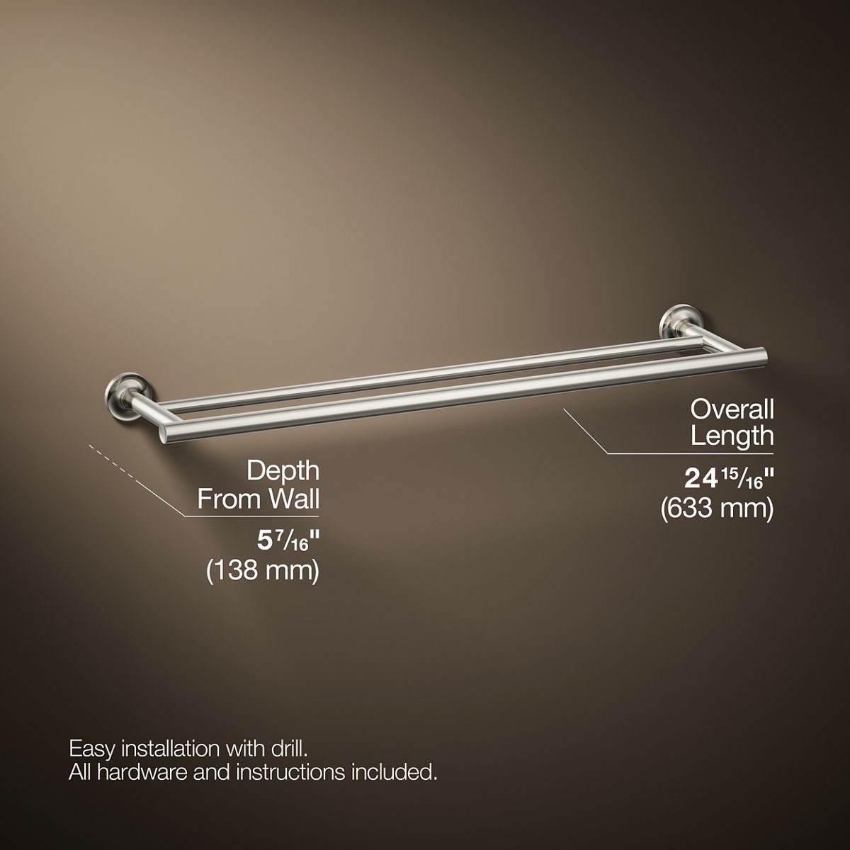 KOHLER Purist 24" Double towel bar