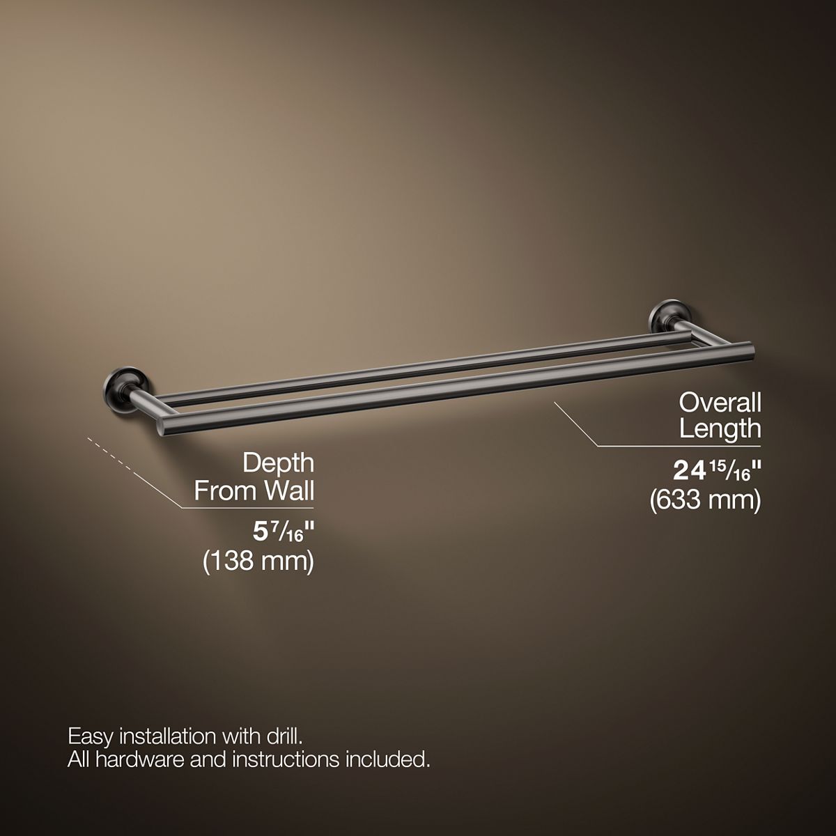 KOHLER Purist 24" Double towel bar