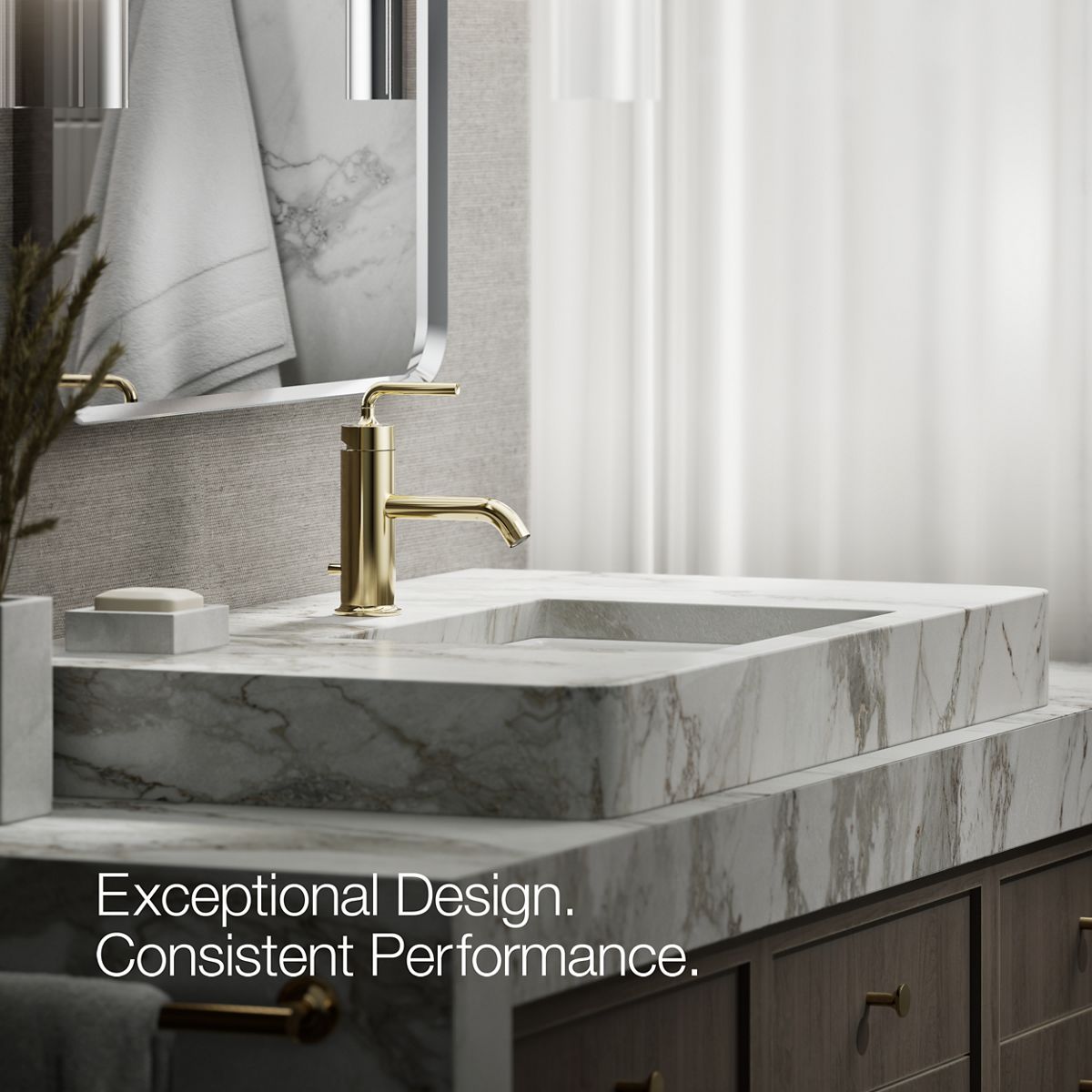 KOHLER Purist Single-handle bathroom sink faucet with Straight Lever handle, 1.2 gpm