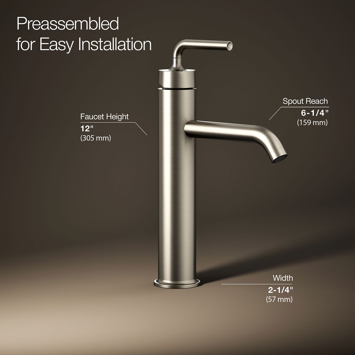 KOHLER Purist Tall single-handle bathroom sink faucet with Lever handle, 1.2 gpm