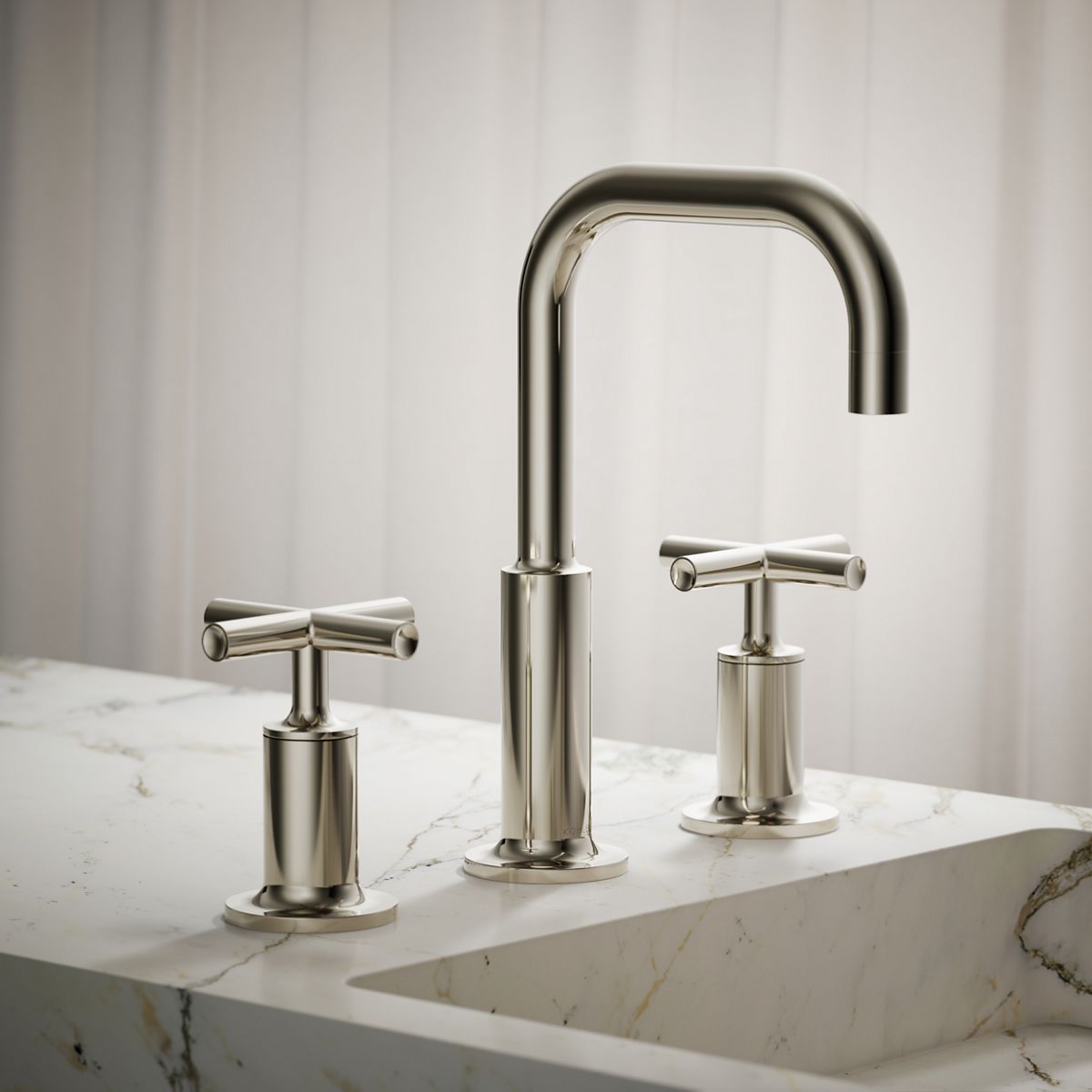 KOHLER Purist Widespread bathroom sink faucet with Cross handles, 1.2 gpm