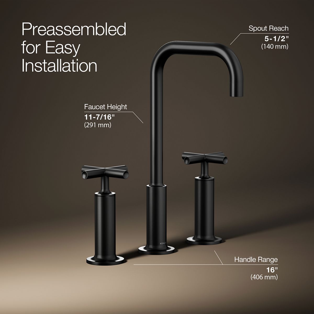 KOHLER Purist Widespread bathroom sink faucet with Cross handles, 1.2 gpm