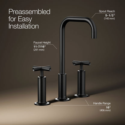 KOHLER Purist Widespread bathroom sink faucet with Cross handles, 1.2 gpm