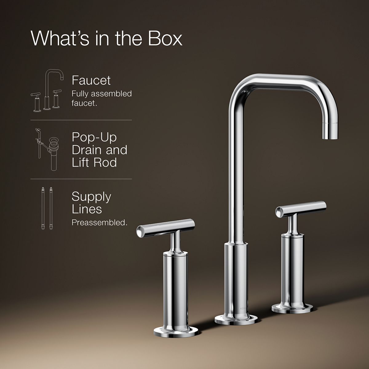 KOHLER Purist Widespread bathroom sink faucet with Lever handles, 1.2 gpm
