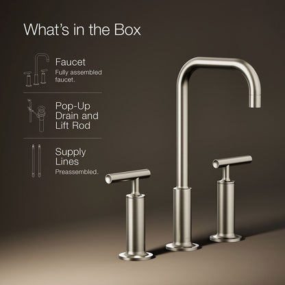 KOHLER Purist Widespread bathroom sink faucet with Lever handles, 1.2 gpm