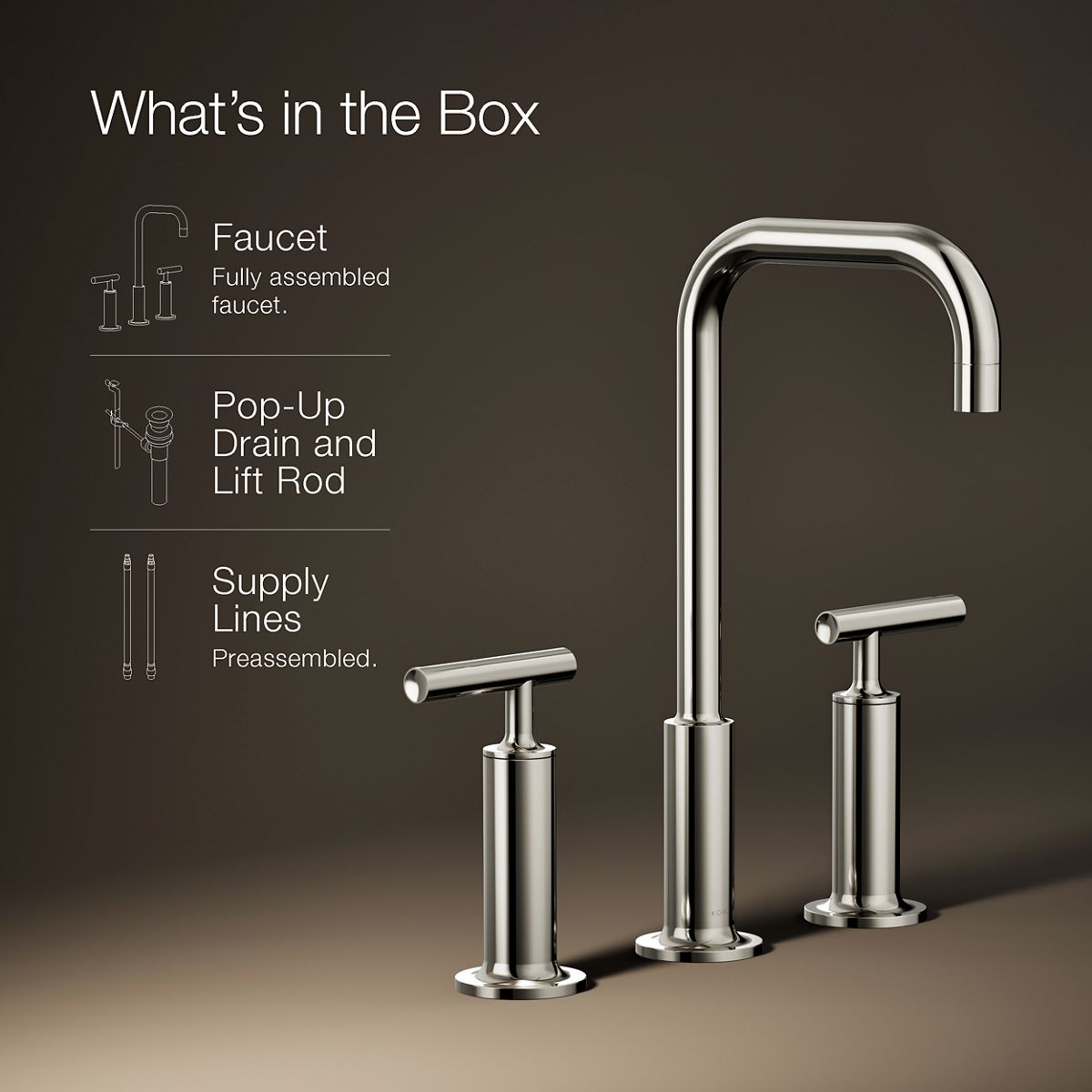 KOHLER Purist Widespread bathroom sink faucet with Lever handles, 1.2 gpm