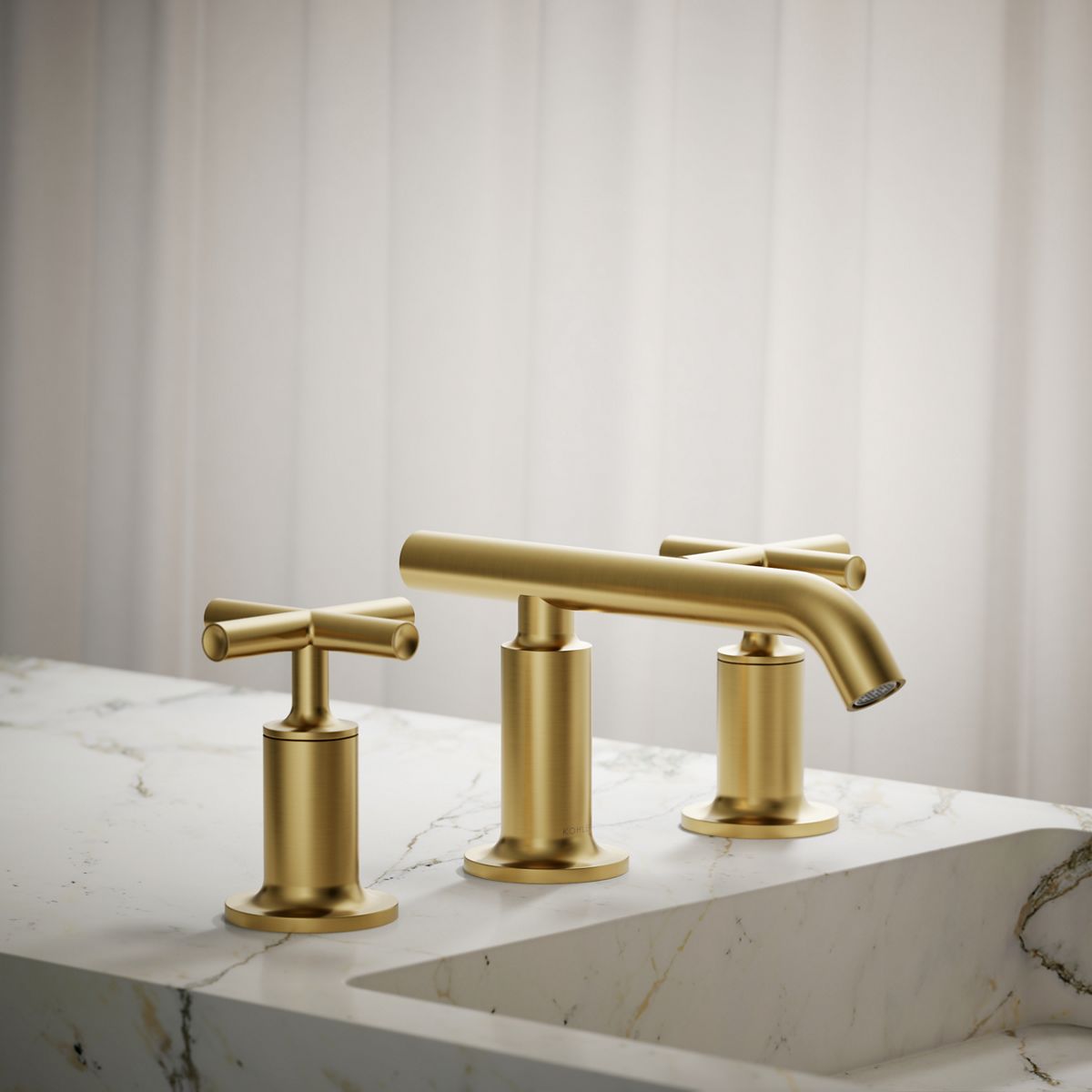 KOHLER Purist Widespread bathroom sink faucet with Cross handles, 1.2 gpm