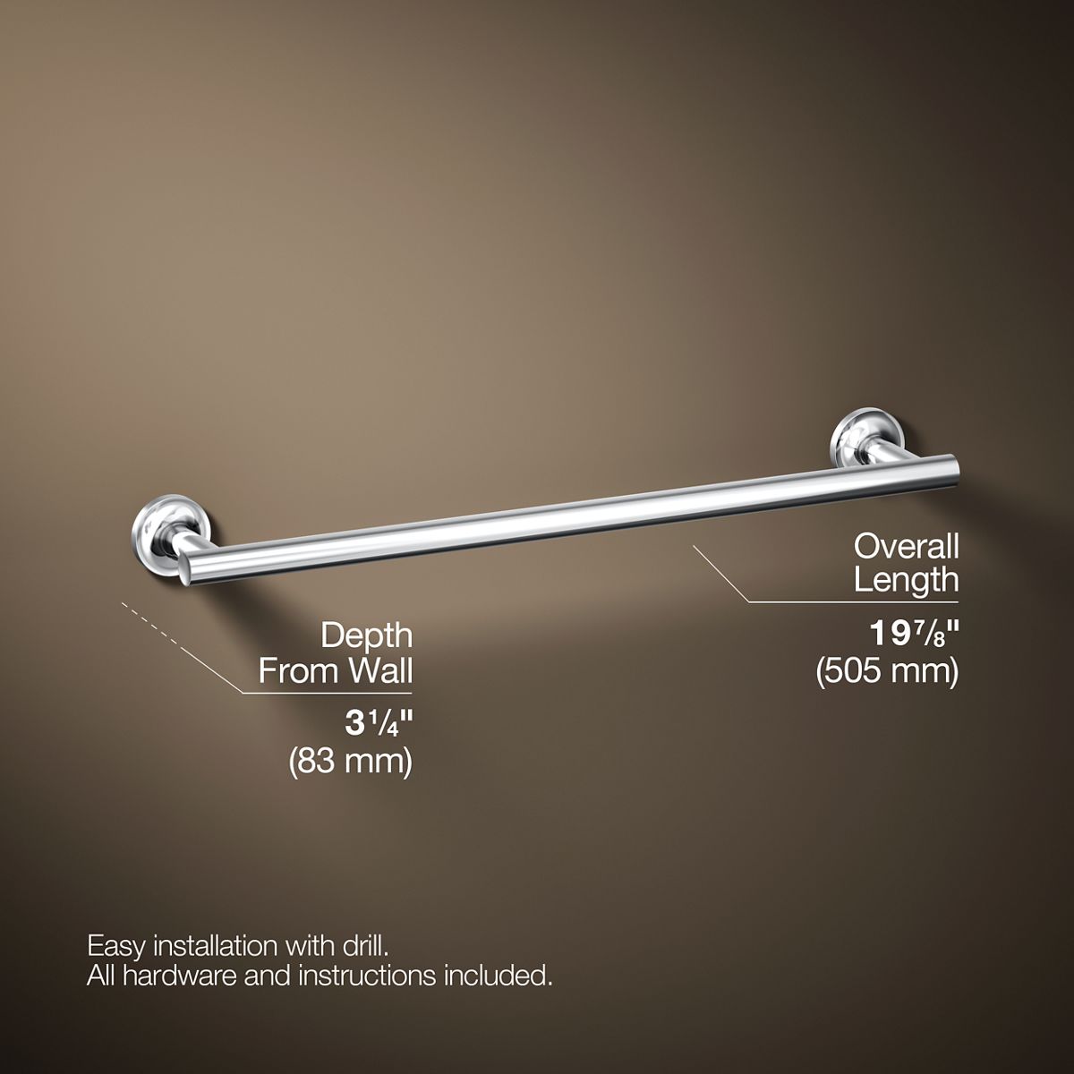 KOHLER Purist 18" towel bar