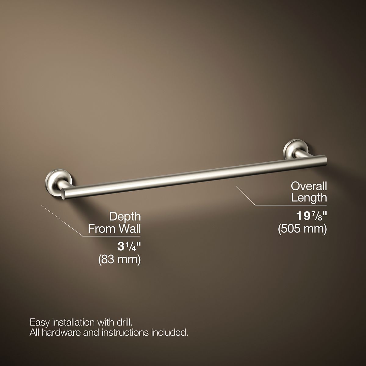 KOHLER Purist 18" towel bar