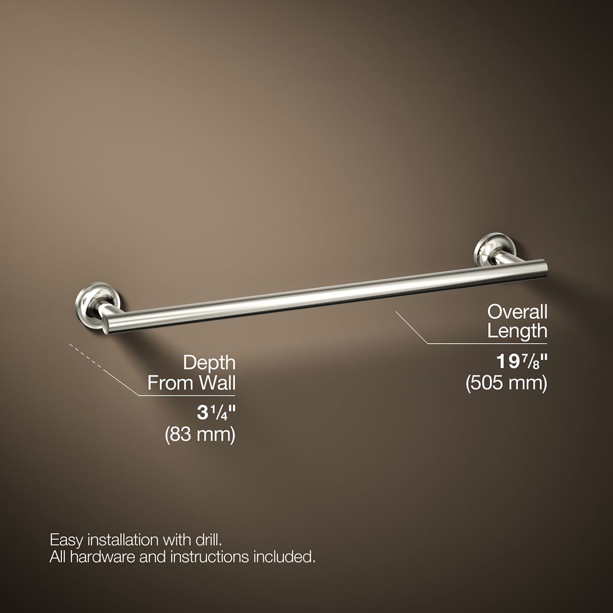 KOHLER Purist 18" towel bar
