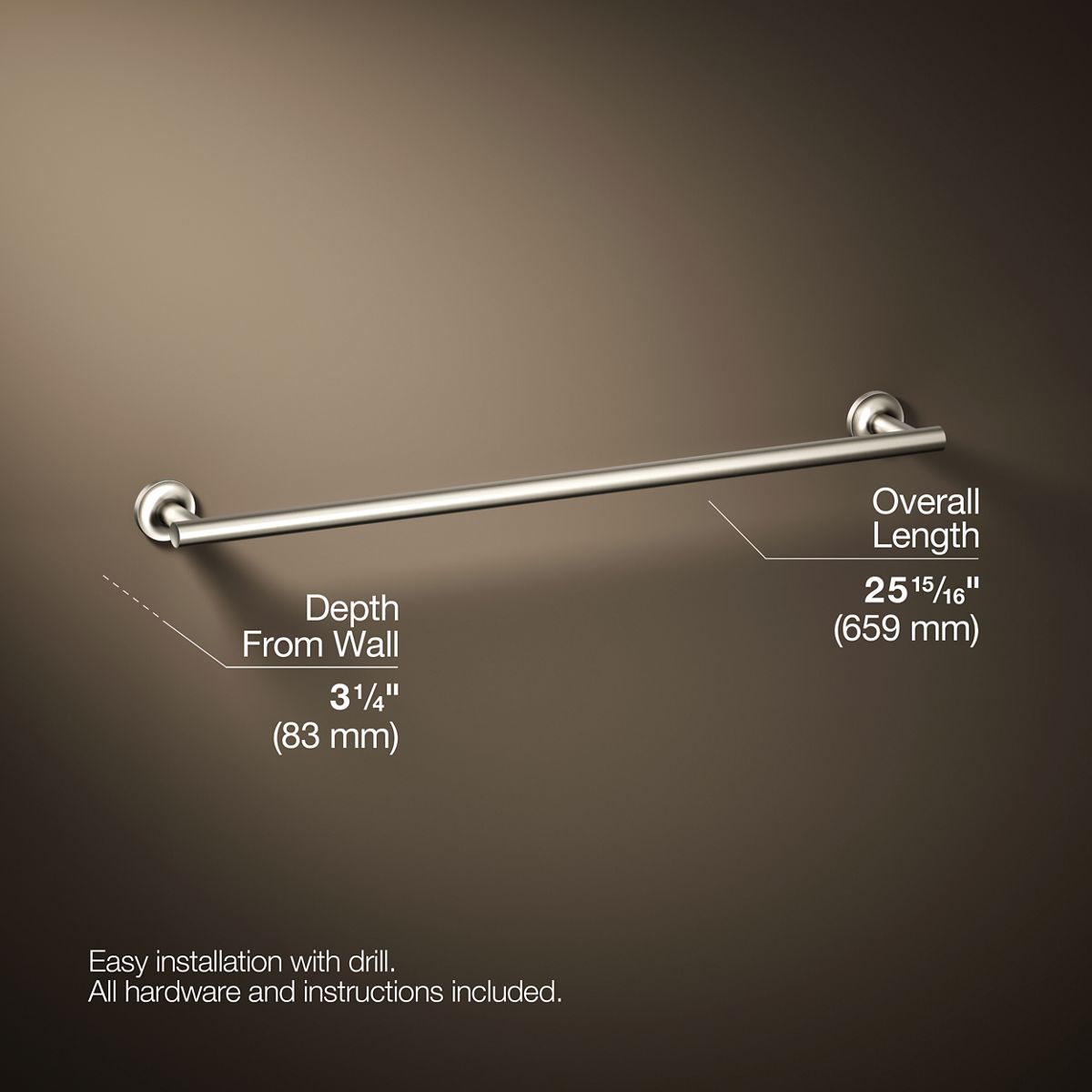 KOHLER Purist 24" towel bar