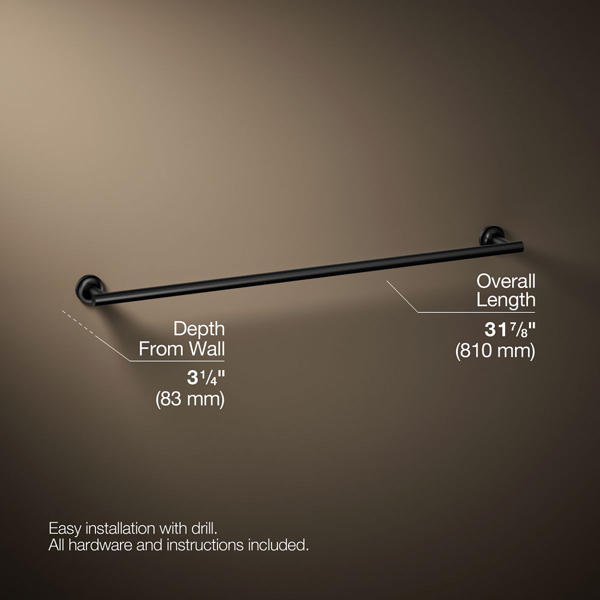 KOHLER Purist 30" towel bar
