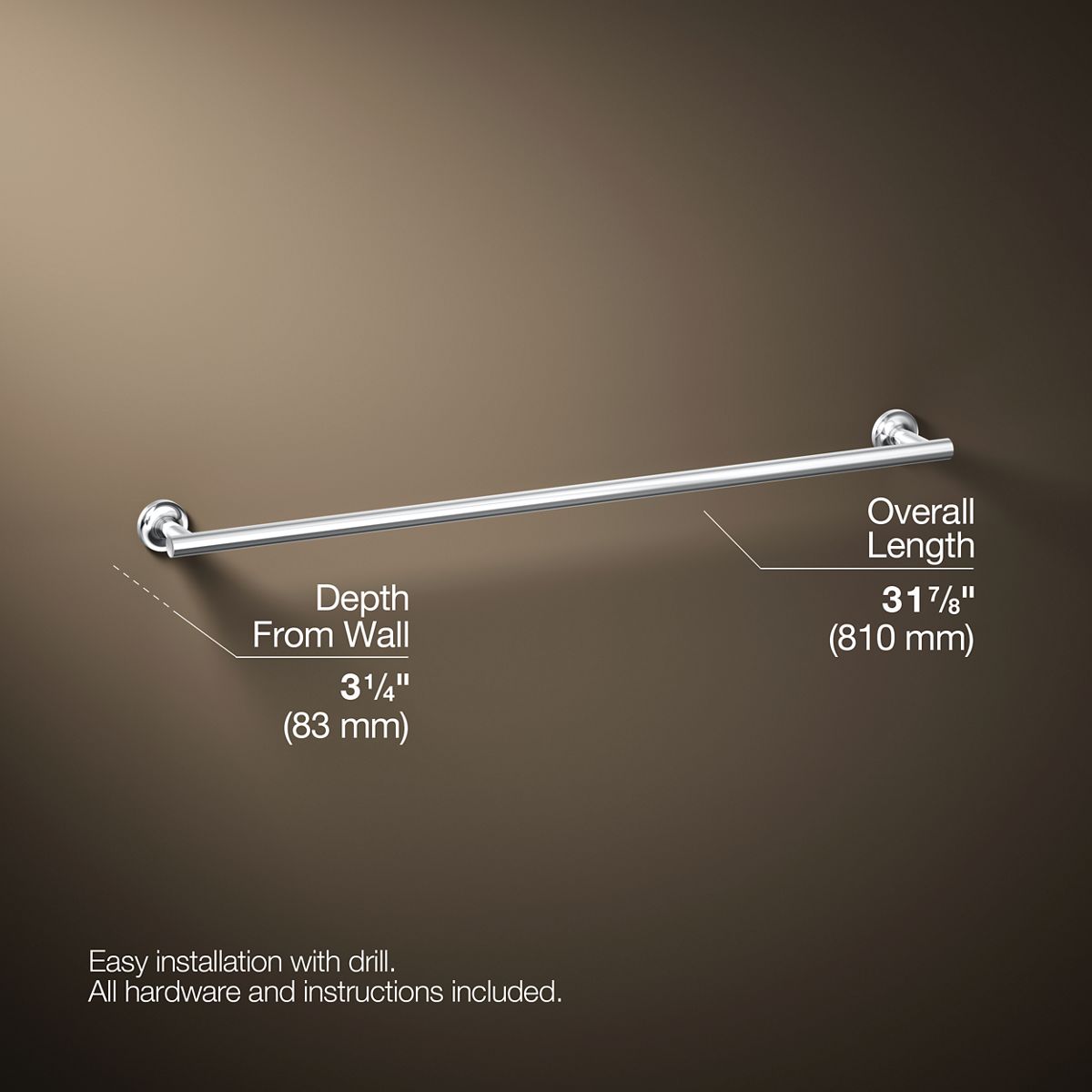 KOHLER Purist 30" towel bar