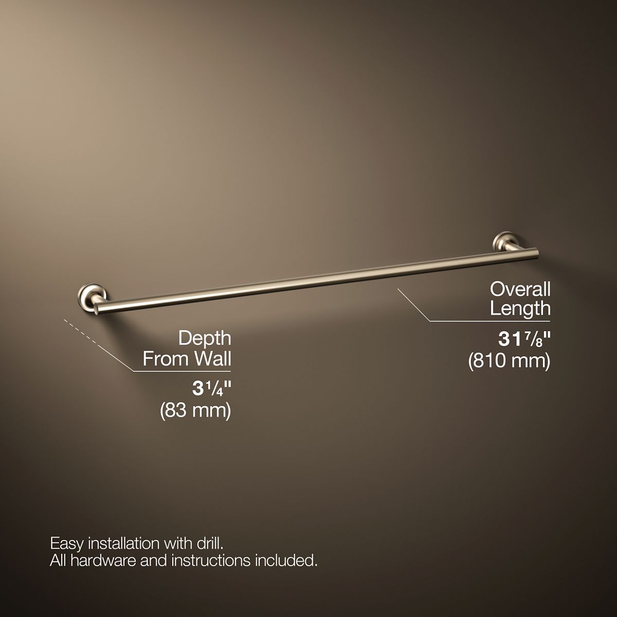 KOHLER Purist 30" towel bar