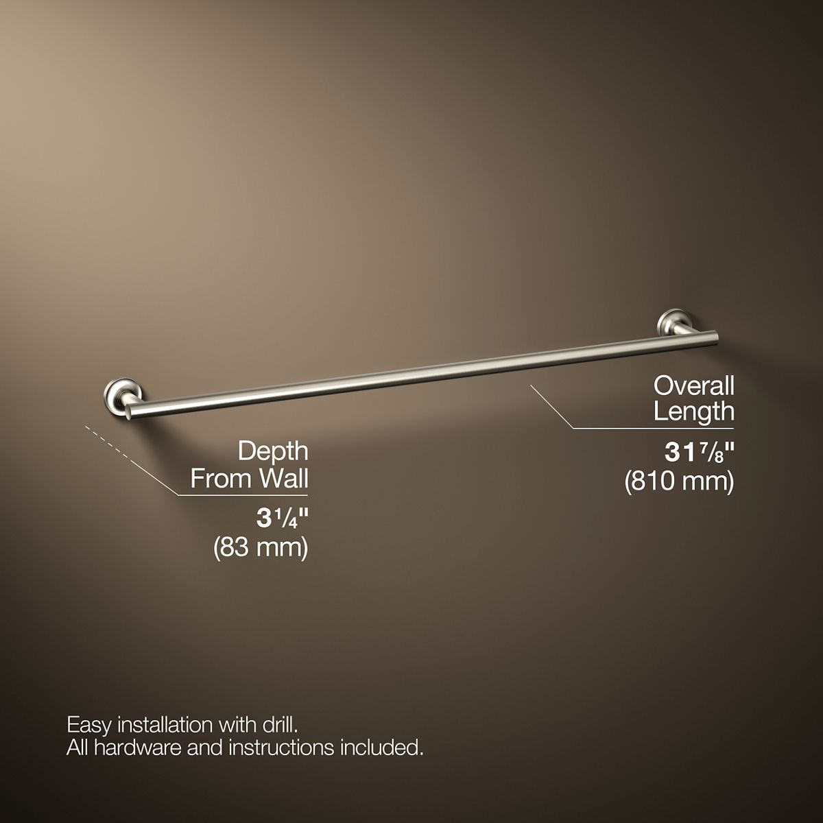 KOHLER Purist 30" towel bar