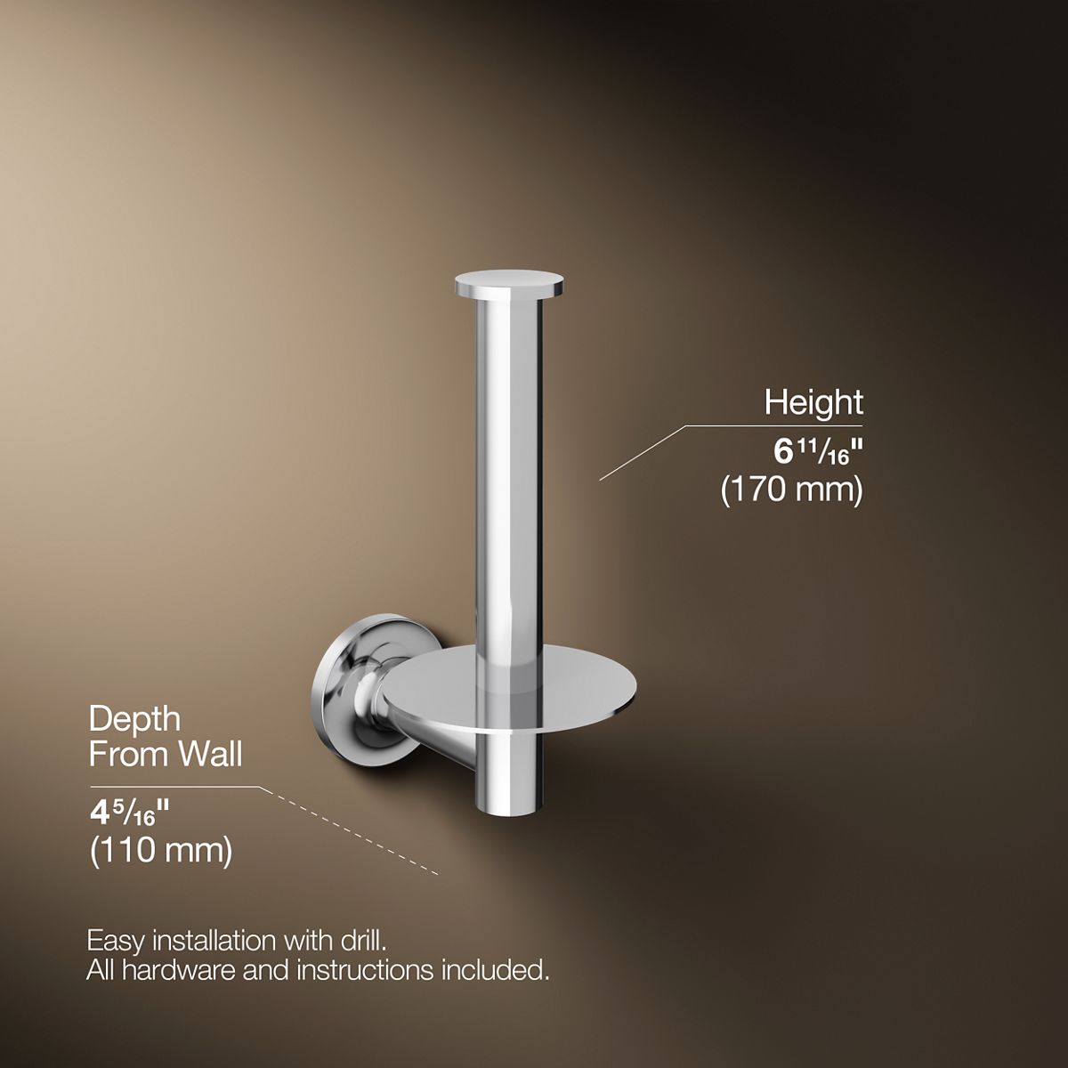 KOHLER Purist Vertical toilet paper holder