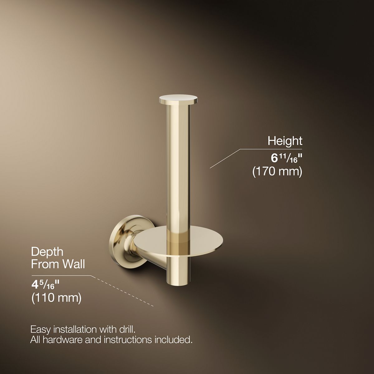 KOHLER Purist Vertical toilet paper holder