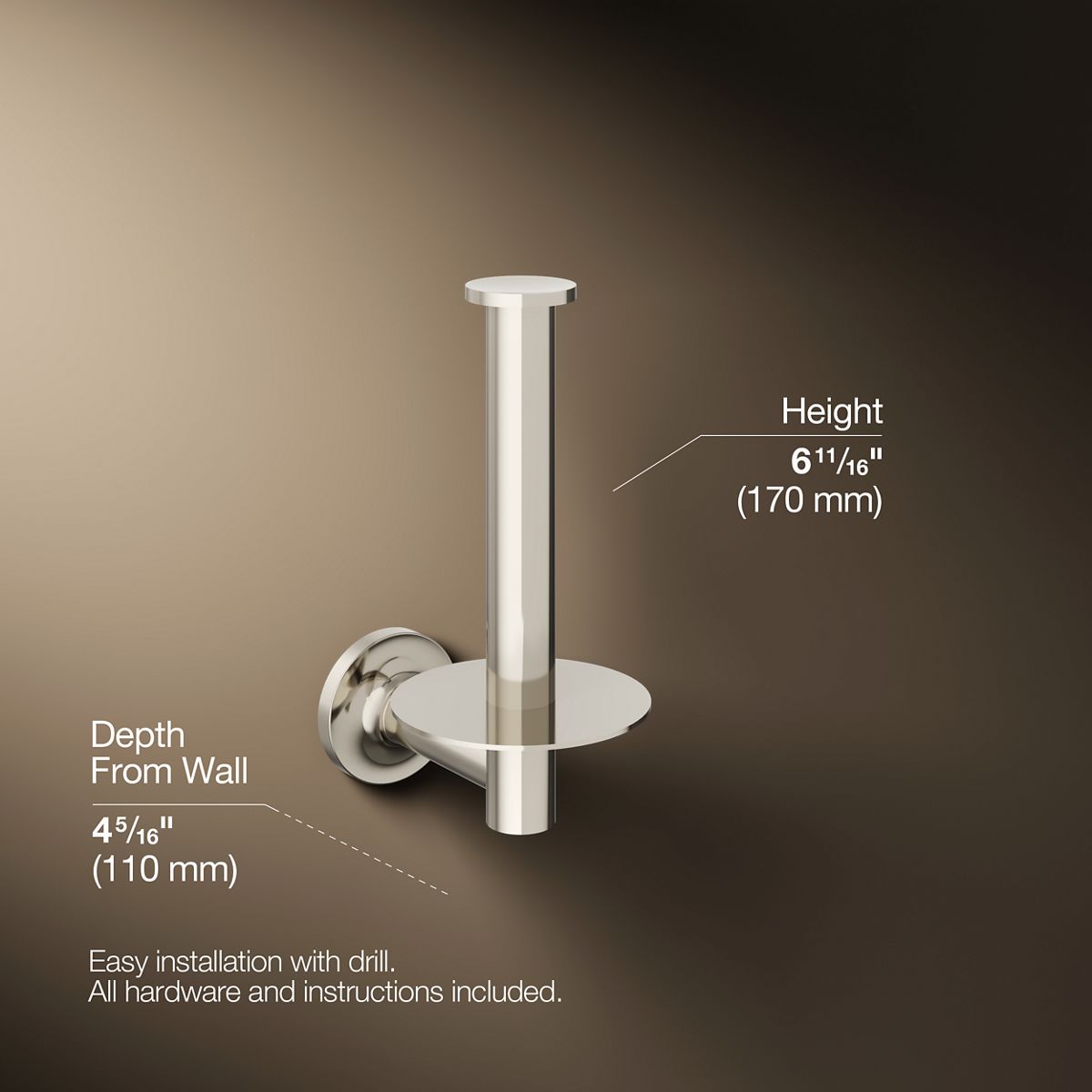 KOHLER Purist Vertical toilet paper holder