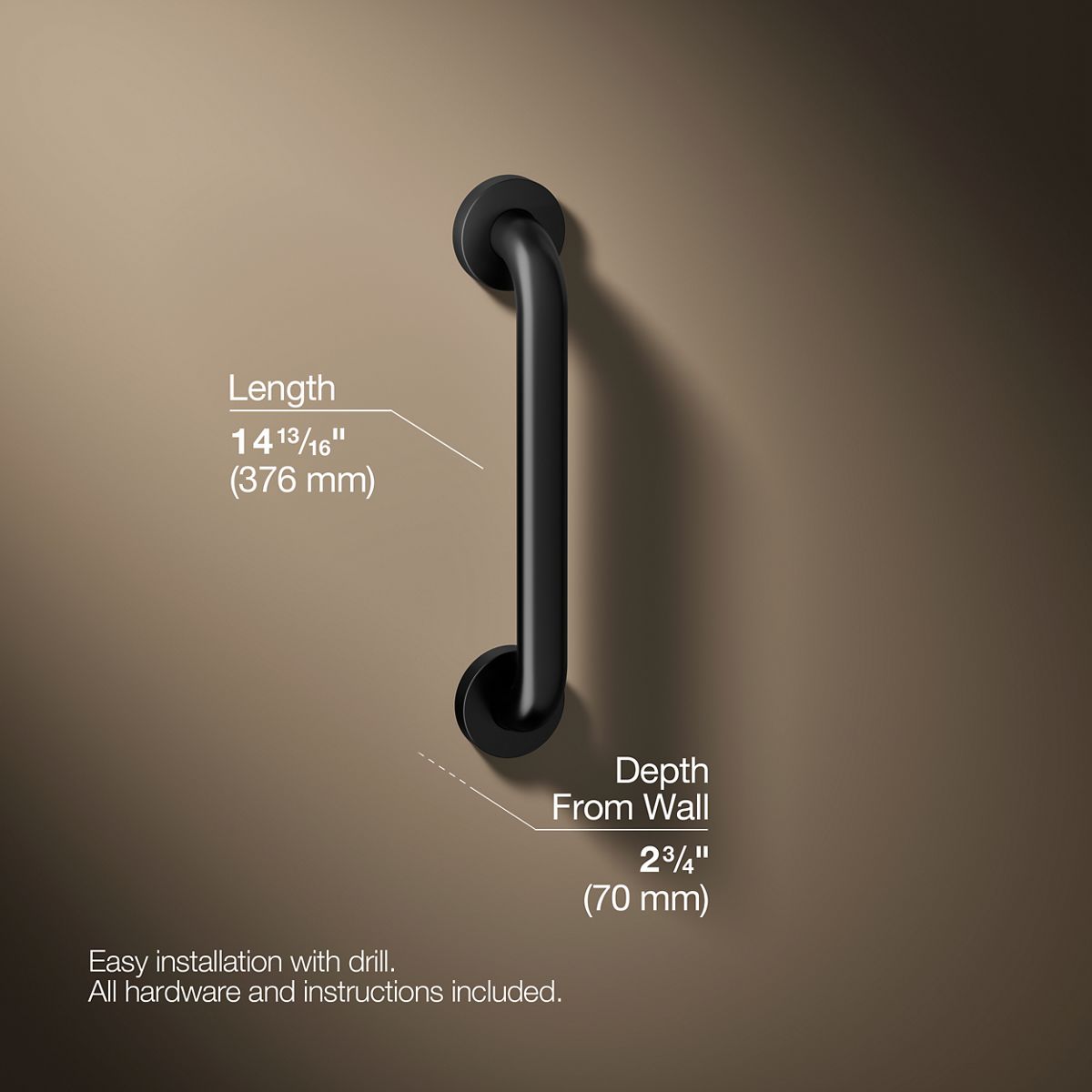 3/4 view of product with dimensions